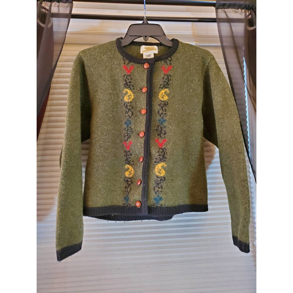 Millar Size M Green Wool Cardigan